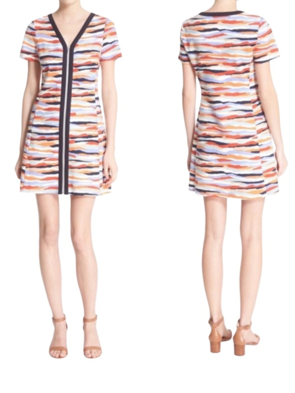 Tory Burch Vienna Abstract Sunset Stripe Multicolor Size XL